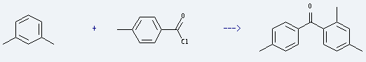 1,3-Dimethylbenzene  is used to produce 2,4,4'-trimethyl-benzophenone by reaction with 4-methyl-benzoyl chloride.